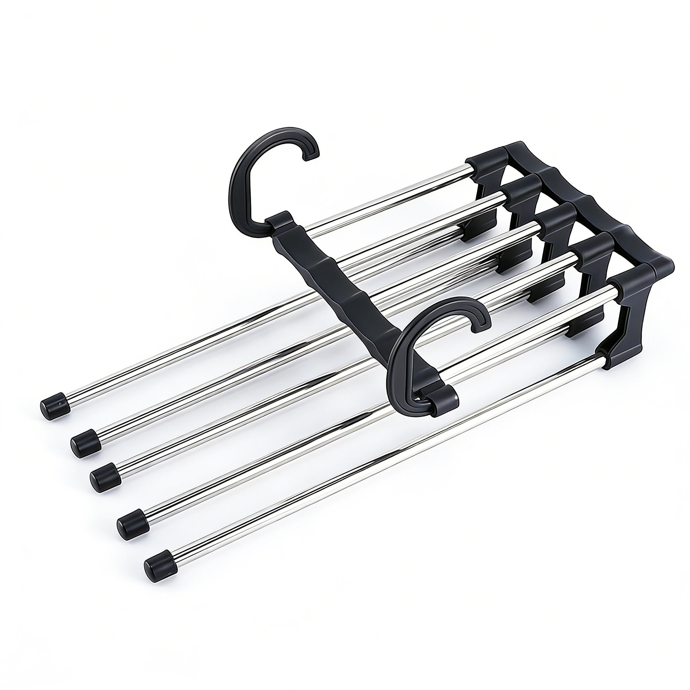 1 Pack 5 Layer Pants Hanger, Space Saving Stainless Steel Clothing Hanger, Non Slip for Jeans Trousers Leggings