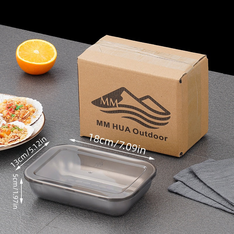 4pcs 7.09in*5.12in Food-Grade Stainless Steel Storage Boxes with Lids - Reusable Rectangular Trays, Ideal as Dumpling Plates, Baking Pans & Barbecue Dishes for Kitchen Organization