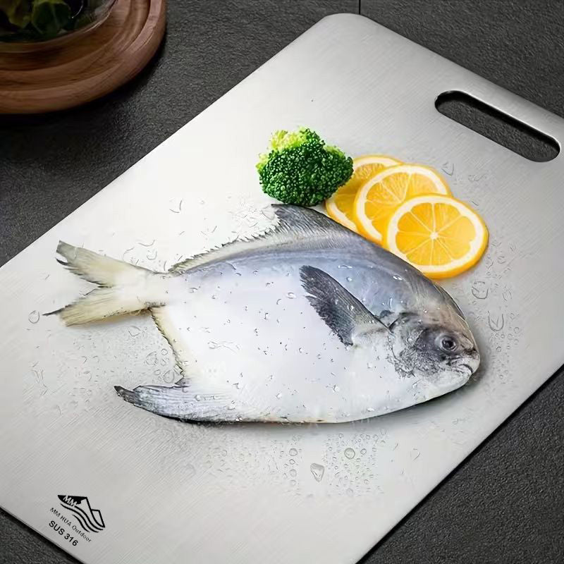 Double-Sided Non-Slip Stainless Steel Cutting Board – High-End, Easy to Clean & Corrosion-Resistant, Essential Kitchen Accessory for Home, Restaurants & Outdoor Adventures