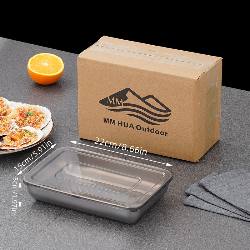 4pcs 8.66in*5.91in Food-Grade Stainless Steel Dumpling Trays with Lids - Stackable Reusable Food Storage Containers, Ideal for Baking, Meal Prep, Outdoor Picnics & Kitchen Fridge Organization