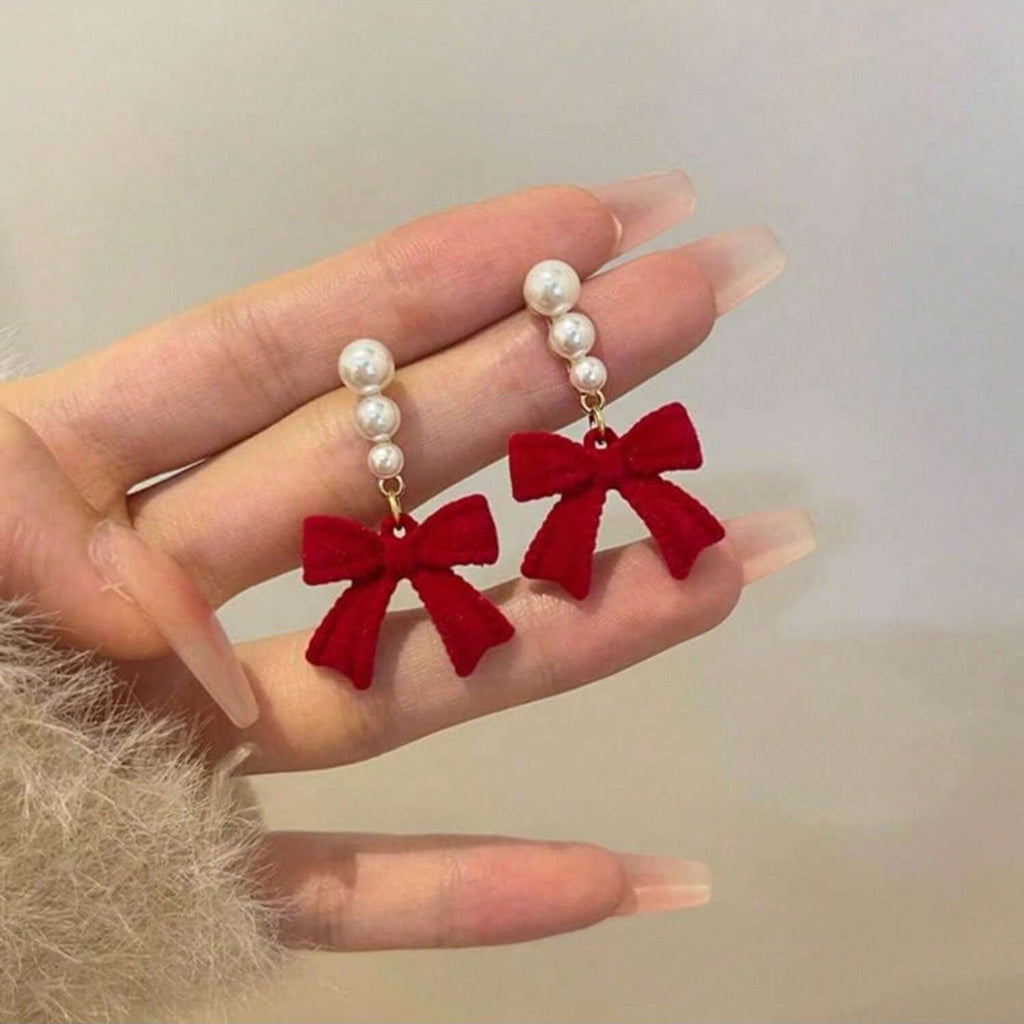 1 Pair Classic Pearl Bow Earrings, Elegant Bow Pearl Ear Jewelry, Versatile Fashion Accessories Suitable for Daily, Date, Wedding and All Kinds of Occasions