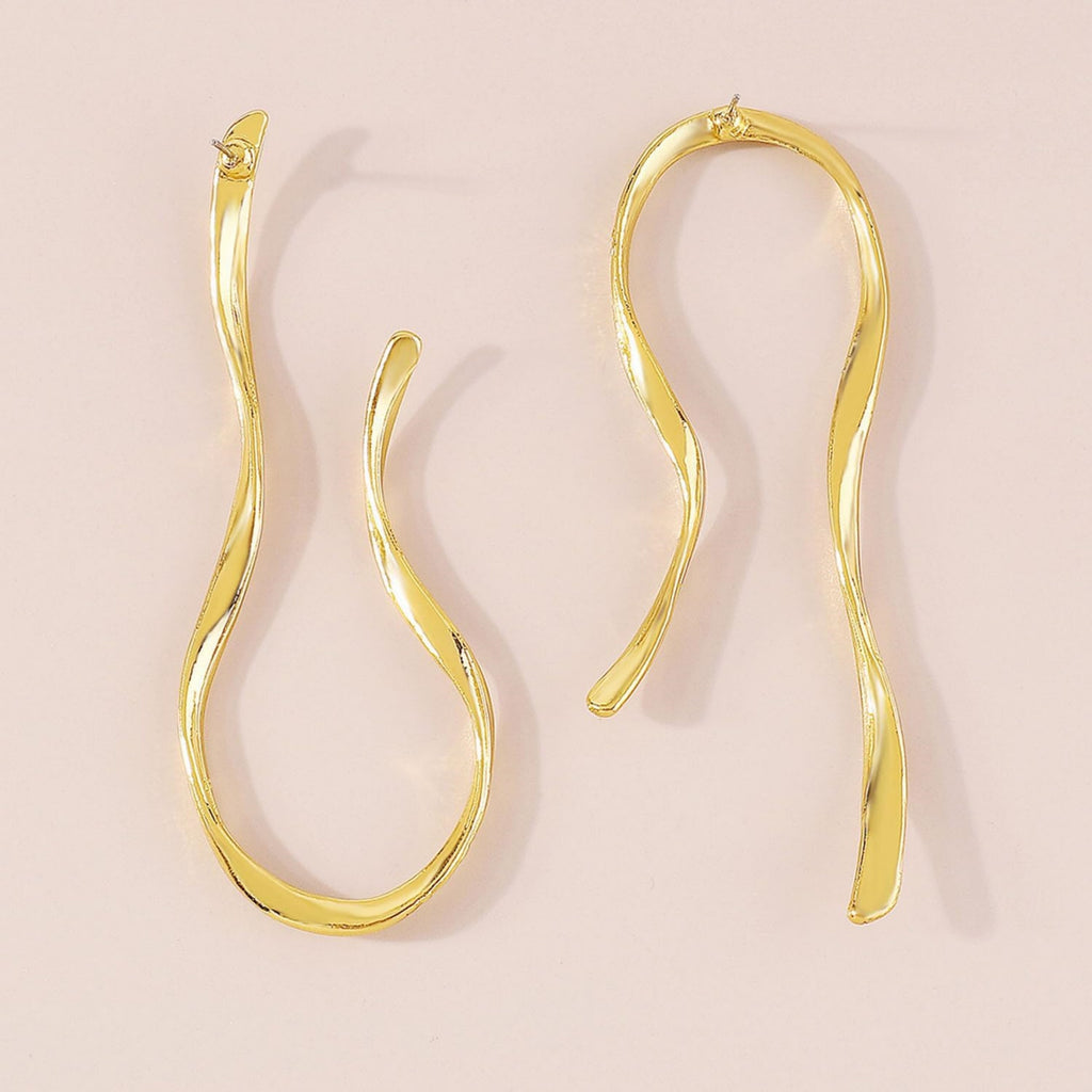 1 Pair of Gold-Plated Minimalist Asymmetrical Earrings – Sleek Sharp Curves for Luxurious Vibe, Perfect for Daily Work, Gal Pal Afternoon Tea & Upscale Dinner Parties