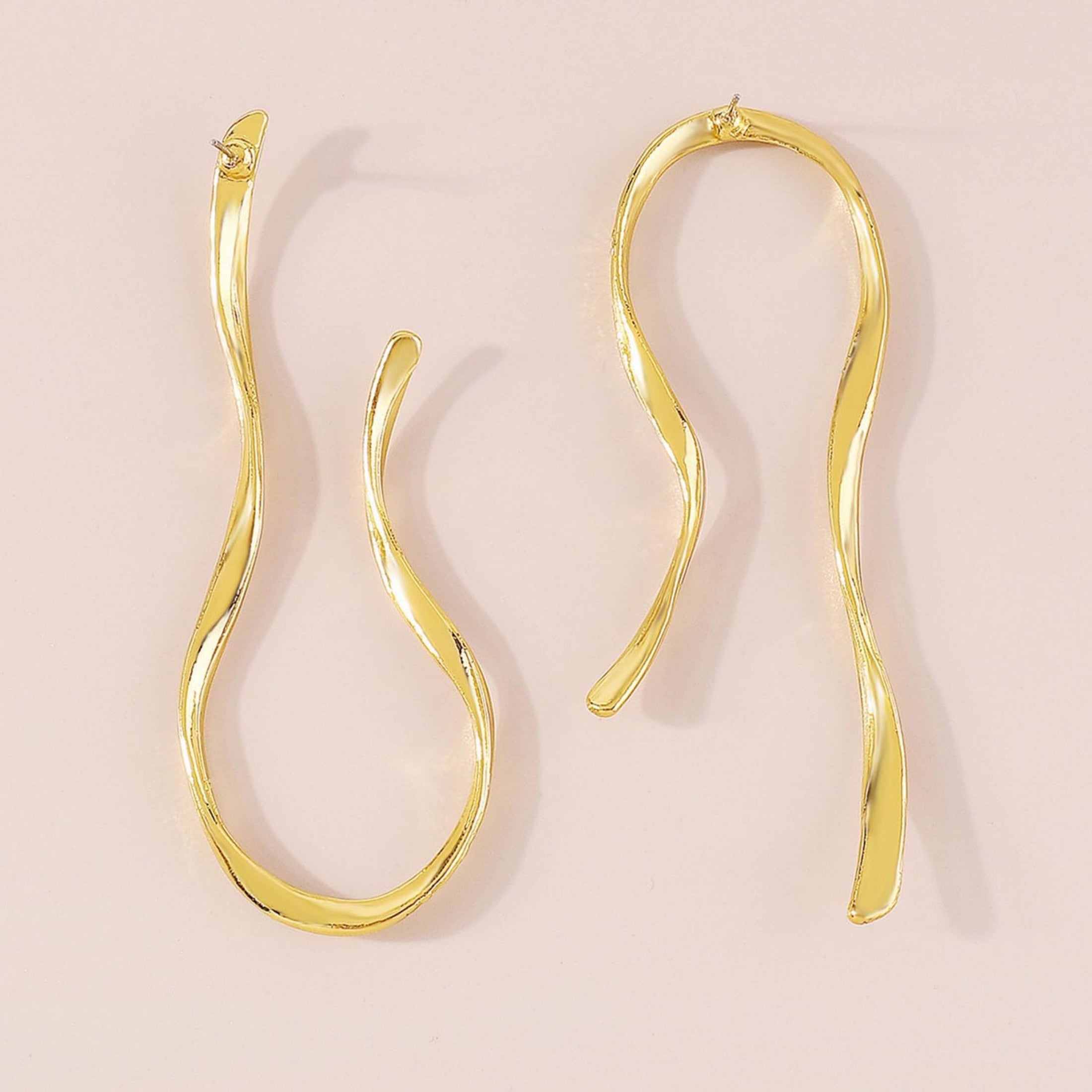 1 Pair of Gold-Plated Minimalist Asymmetrical Earrings – Sleek Sharp Curves for Luxurious Vibe, Perfect for Daily Work, Gal Pal Afternoon Tea & Upscale Dinner Parties