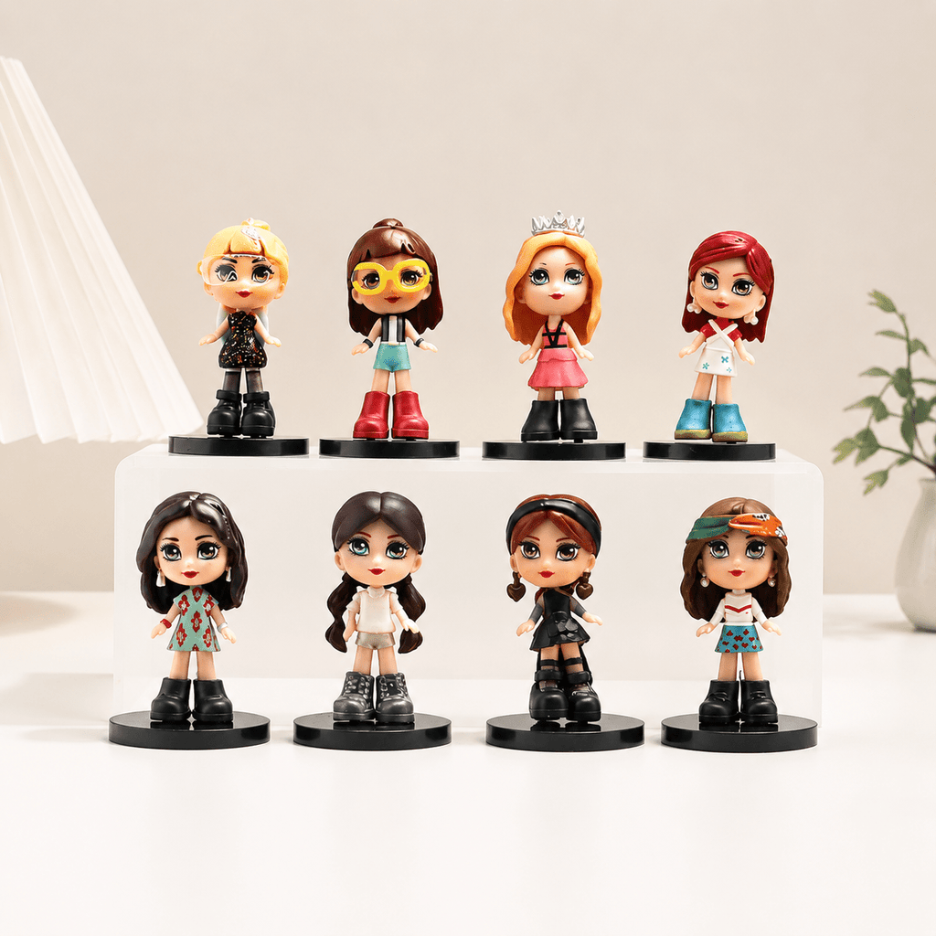 8-Pack BLACKPINK Celebrity Figurines, Gashapon Style Mini Doll Models, Decorative Statues for Table, Shelf & Cabinet Home Ornament