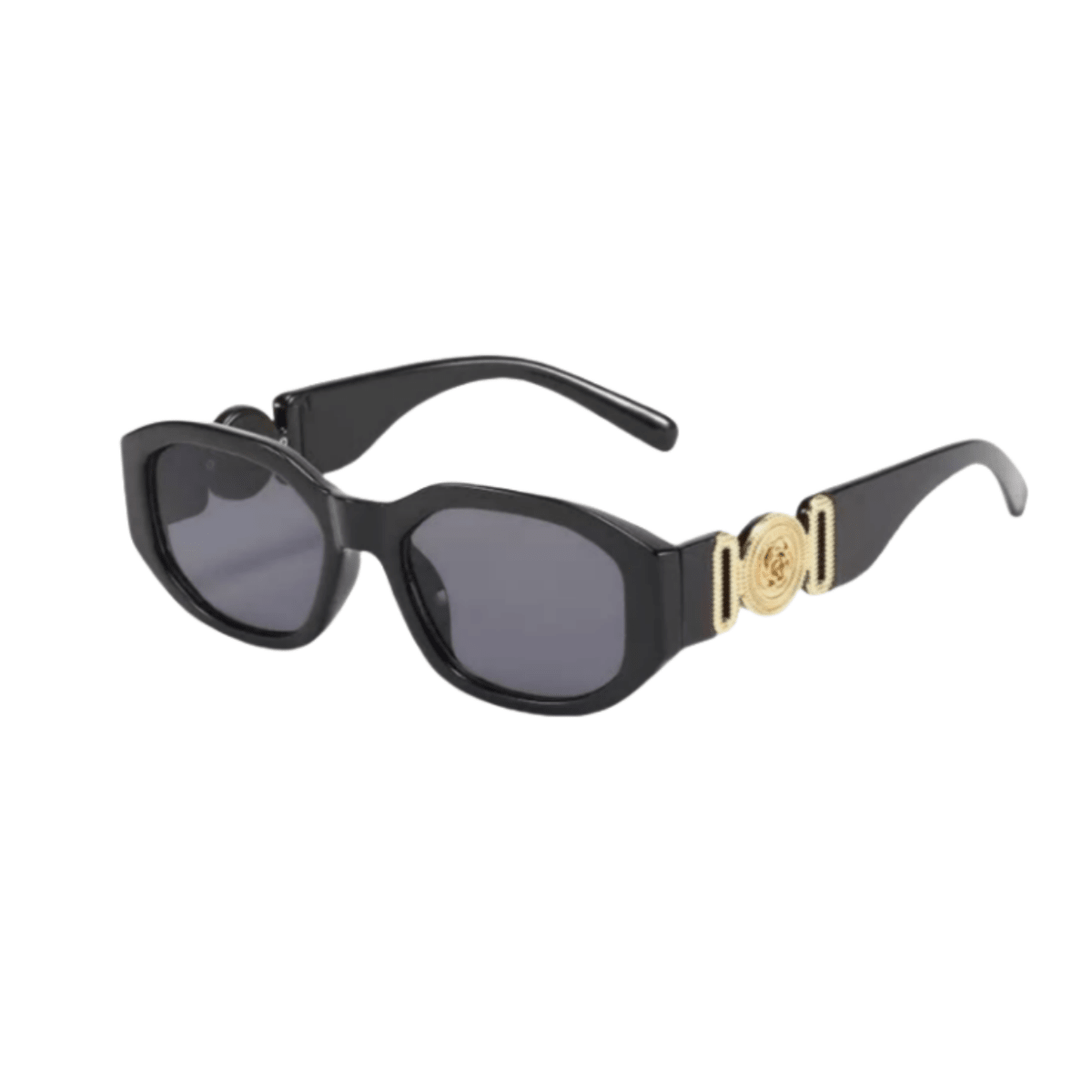 1 Pair Cool Shiny Gold Decor Black Frame Sunglasses for Women, Trendy Fashion Eyewear Accessories, Ideal for Street Photography, Photo Trips and Seaside Vacation Outfits