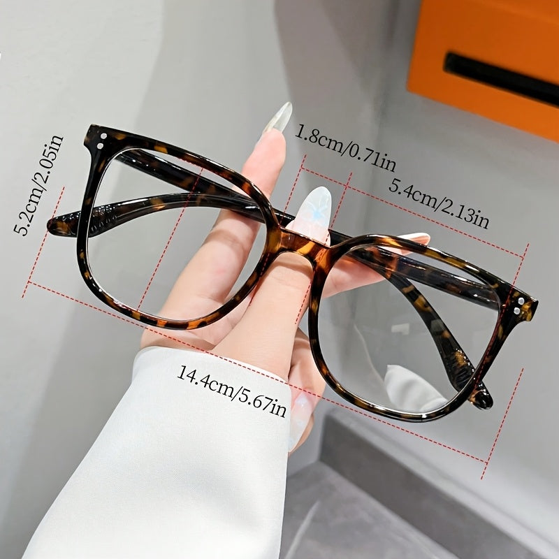 1 Pair Classic Tortoiseshell Flat Decorative Glasses, Trendy Unisex Eyewear, Fashion Accessory to Elevate Daily Casual Outfit Matching