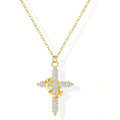 1 PC Copper Cross Pendant Necklace – Spinable Circular Element with Elegant Crown Design, Classic Faith-Based Accessory Ideal for Devout Wearers & Daily Styling