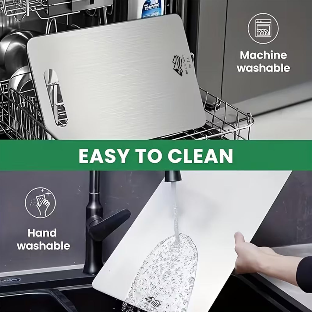Double-Sided Non-Slip Stainless Steel Cutting Board – High-End, Easy to Clean & Corrosion-Resistant, Essential Kitchen Accessory for Home, Restaurants & Outdoor Adventures