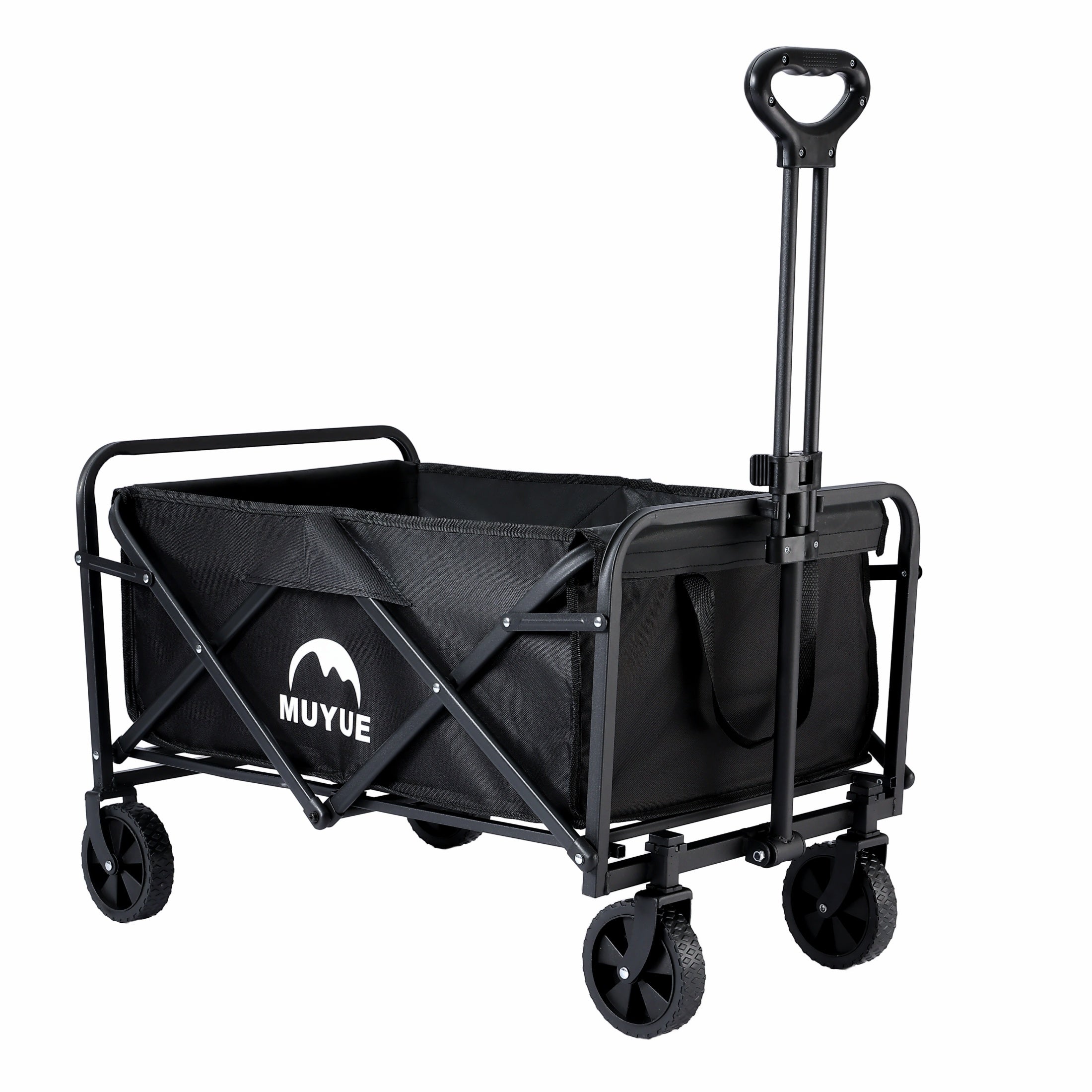 Folding Utility Wagon Beach Cart with All-Terrain Wheels, Collapsible Portable Outdoor Trolley, Multi-Purpose Gear Carrier for Gardening, Sports Events & Camping Trips