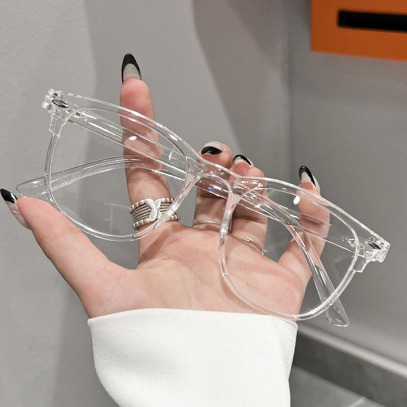 Transparent Clear Lens Geometric Glasses, Vintage Neutral Frame Eyeglasses, Trendy Accessory for Street Shot, Travel and Beach Daily Wear
